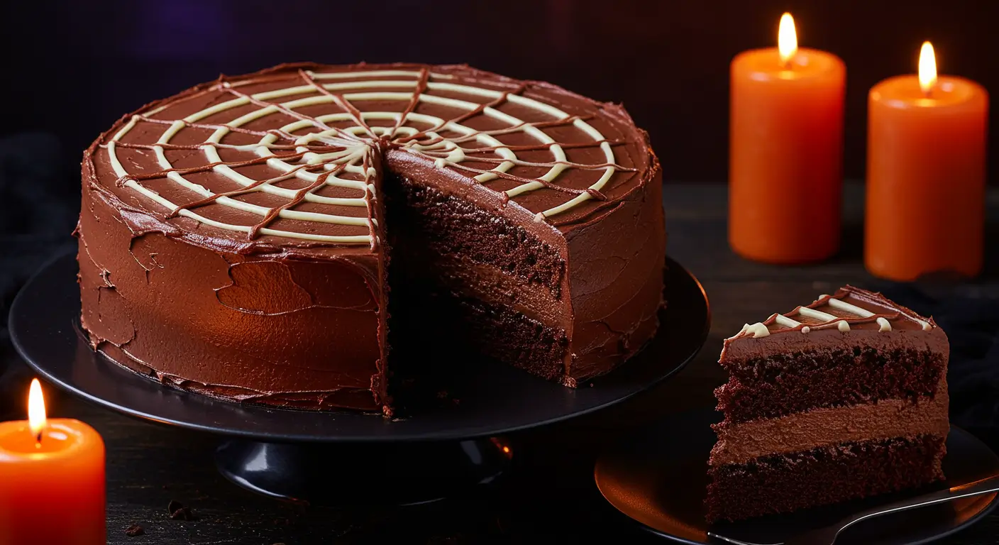 Spiderweb Chocolate Cake