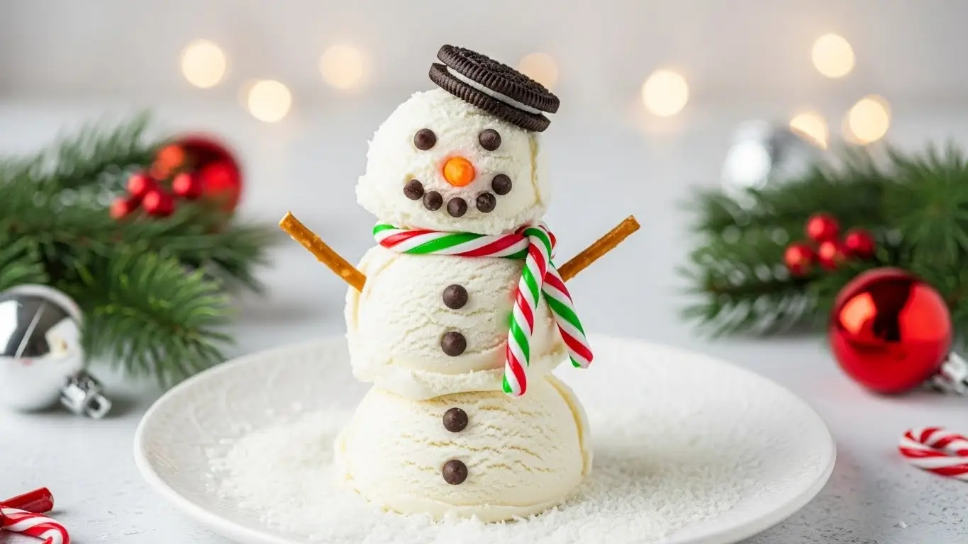 Christmas snowman ice cream