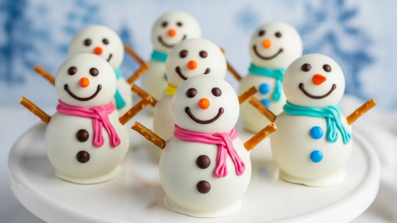 chocolate snowman cake pops