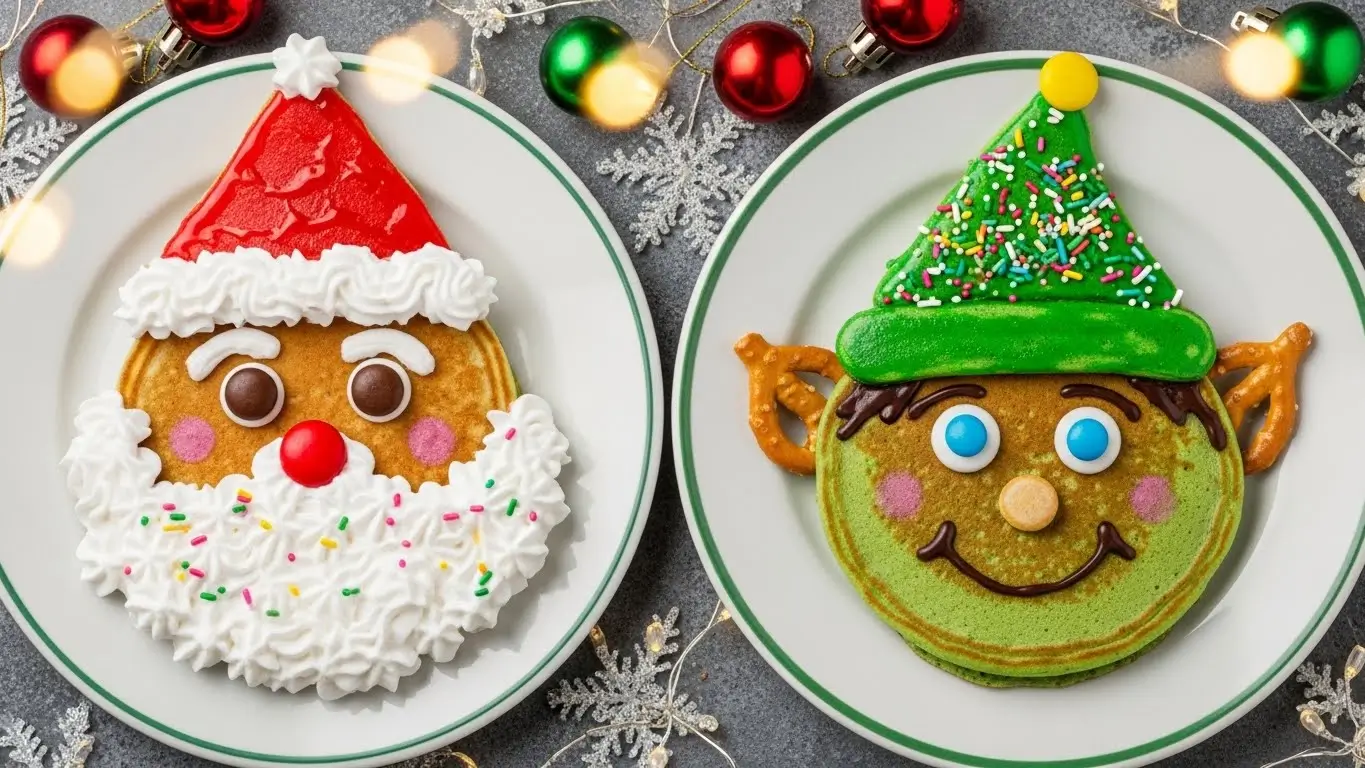 Christmas elf and Santa pancakes