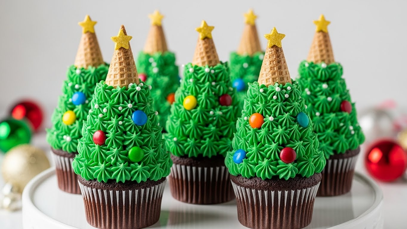 Christmas tree cupcakes