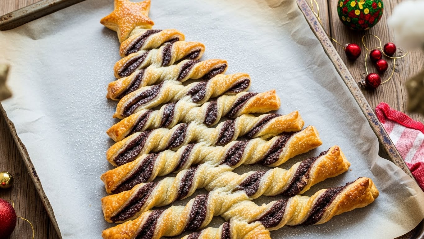 chocolate puff pastry Christmas tree