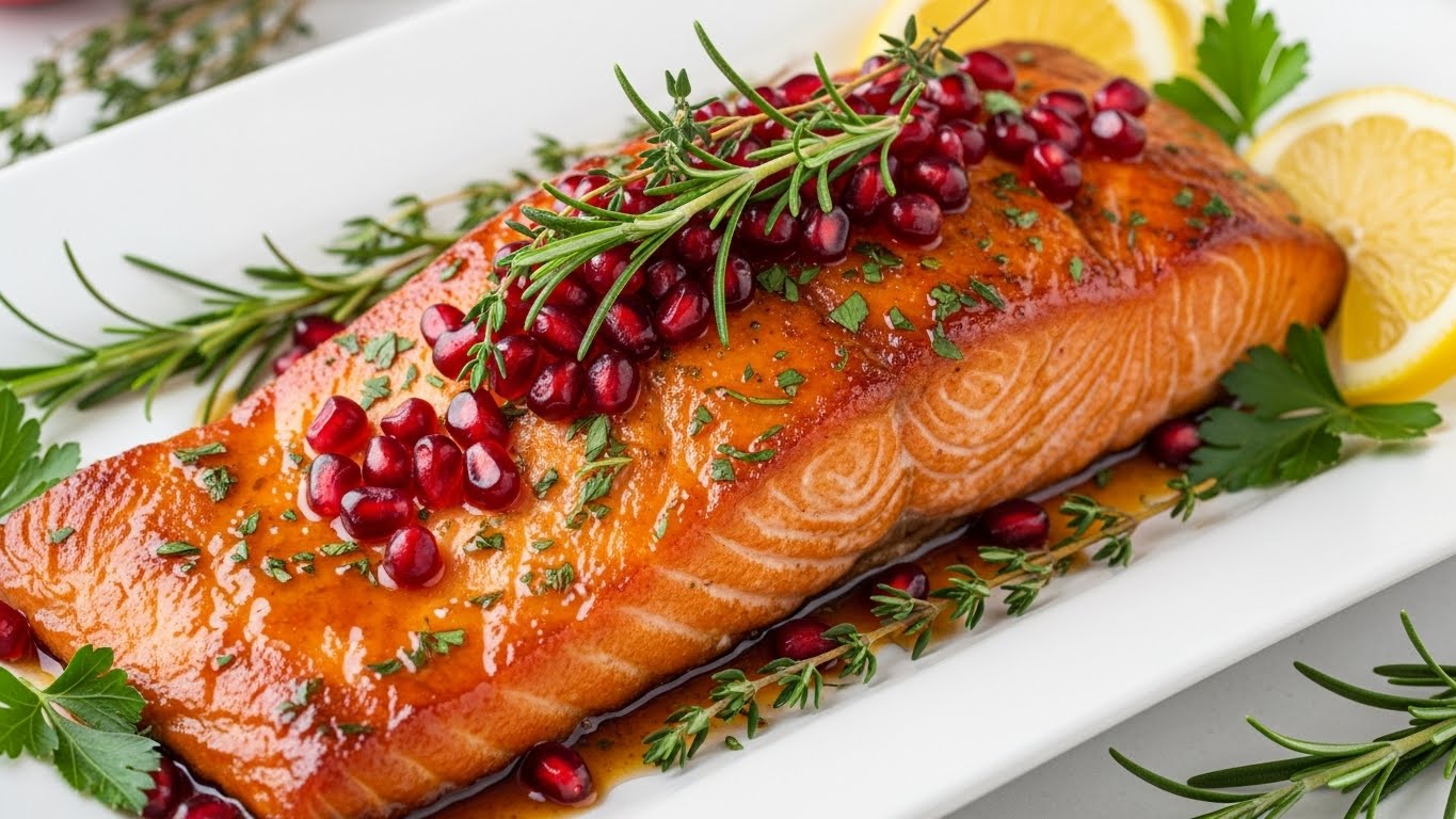 pomegranate christmas salmon