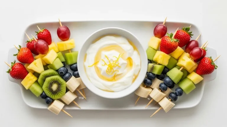 fruit skewers with yogurt dip