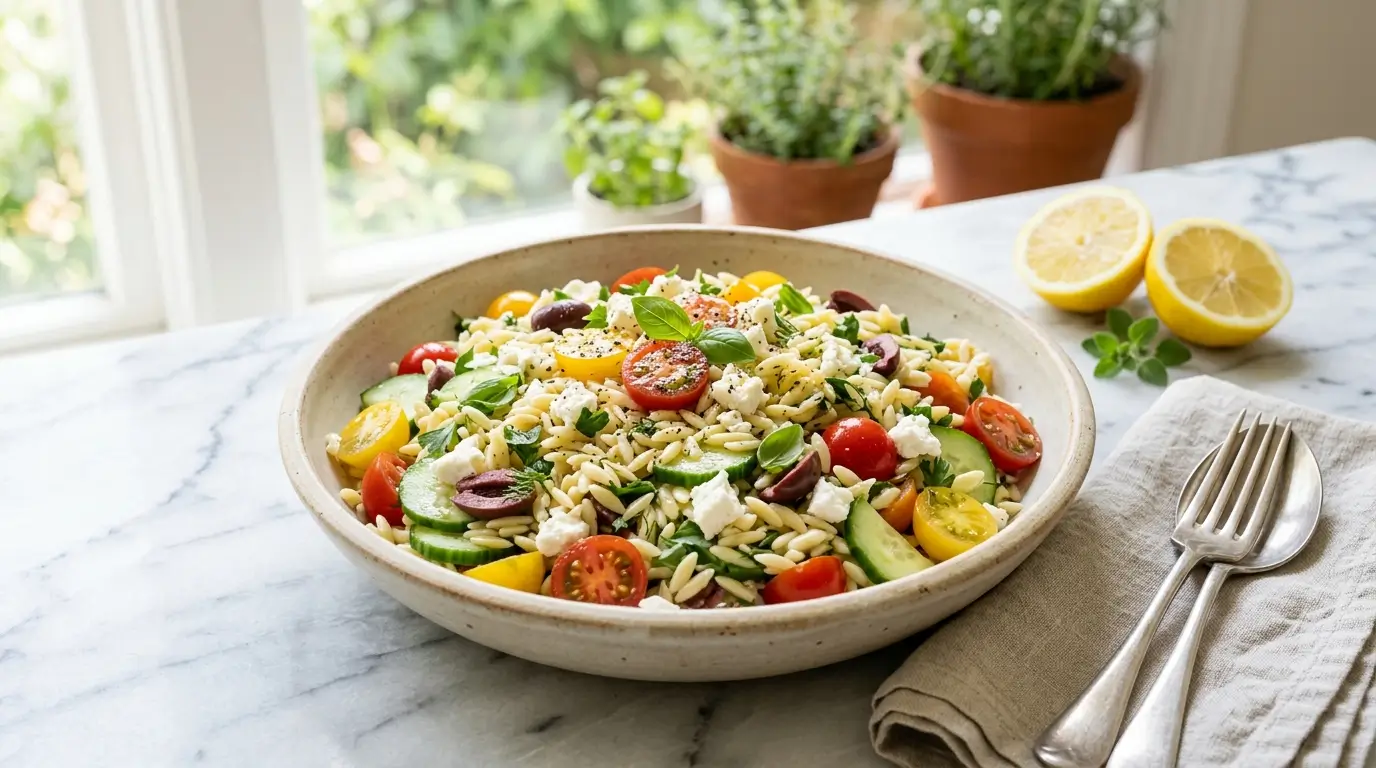 Summer orzo pasta salad