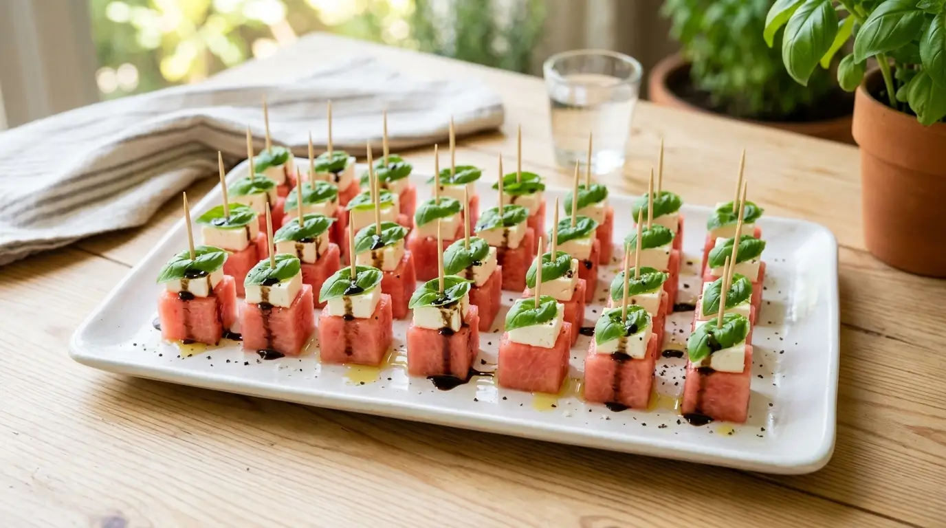 Watermelon Feta and Basil Bites